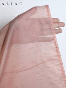 ALIAO Spring/Autumn Solid Color Ruffle Trim Round Neck Puff Long Sleeve Women's Blouse, Pink Casual Dating Dopamine Style - Dusty Pink - View 6