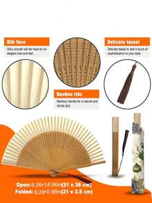 Folding Hand Fan Kung Fu Fan, Bamboo Folding Fan, Suitable For Celebration, Costume Matching, Wedding, Performance, Decoration, Holiday Gift, Home, Office, Party Supplies, Birthday Gift, Graduation Gift, Portable Tool, Summer Essential, Summer Portable - Multicolor - View 9
