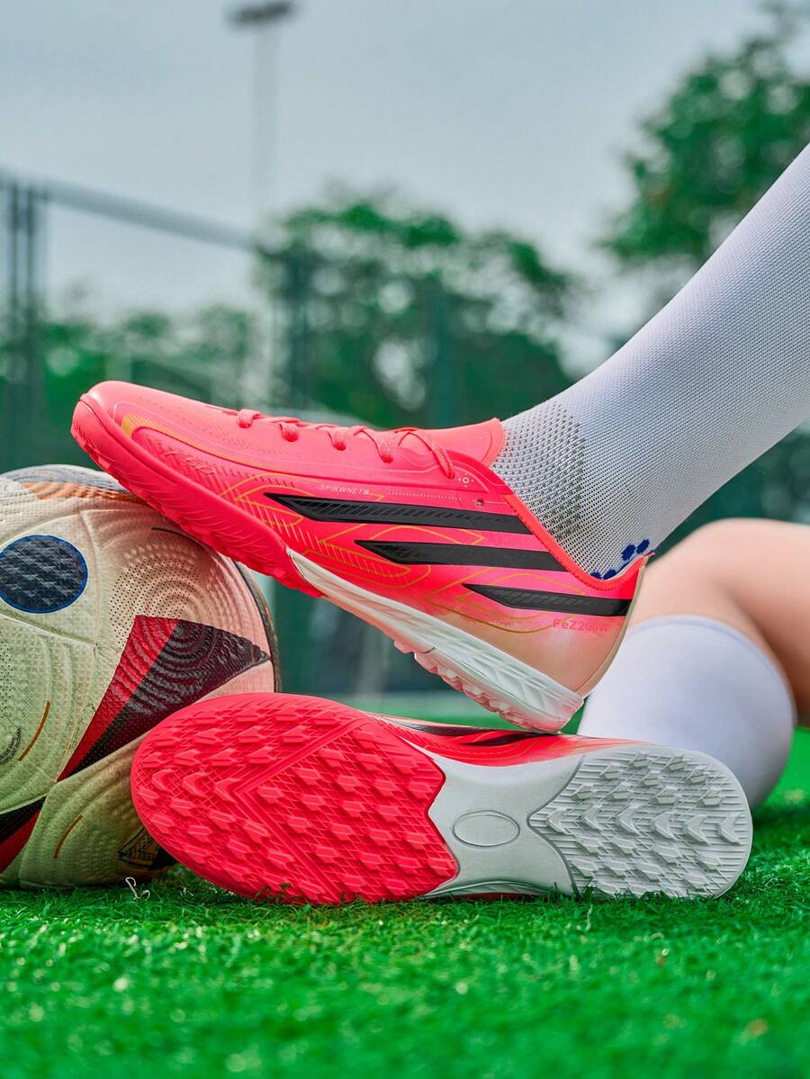New Youth Studded Football Shoes - Red - View 1