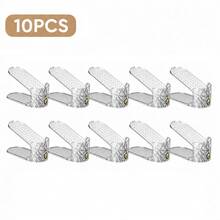 20pcs Adjustable Shoe Slot Storage Rack, Space-Saving Closet Shoe Stacking Rack, Double-Layer Shoe Storage Rack, Suitable For Sneakers, High Heels And Flat Shoes - Clear - View 9