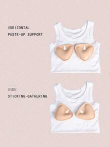 1 Pair Double-Sided Self-Adhesive Bra Pads, Reusable Sticky Bra Inserts, Invisible Thickened Bra Pads, Waterproof For Swimming(Purchase And Receive 30 Packs Of Breast Pads As A Gift) - Multicolor - View 5