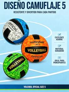 Vóleibol Camuflaje Talla 5, Vóleibol Suave de PU Resistente al Desgaste para Entrenamiento Interior y Exterior, Pelota Deportiva para Principiantes - A - Ver 2
