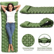 Colchoneta para Dormir, Ultraligera, de Nailon 40D, con Bomba Integrada - Verde| Autoinflable, con almohada incorporada, duradero, impermeable, para tienda de campaña, mochilero, senderismo, incluye bolsa de transporte. - Verde - Ver 6