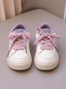 1 Pair 2026 New Colorblock Star Children's Sports Shoes, Retro Casual Patchwork Design, Energetic & Lively Style, Suitable For School Wear - Purple - View 5