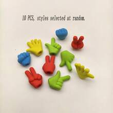 10PCS Rock Paper Scissors Pencil Toppers - Random Color - Rock Paper Scissors Pencil Eraser Caps, Fun Rubber Pencil Caps - A - View 13