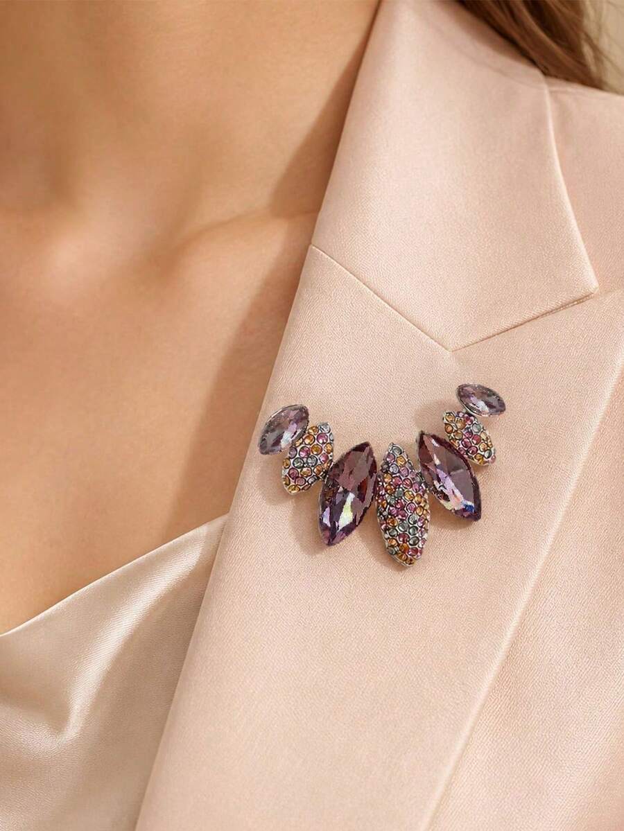 Fashionable Feather Rhinestone Personalized Brooch Accessory - Brooch - View 1