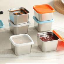 3pcs Square Stainless Steel Food Storage Containers With Colorful Silicone Lids, Reusable Small Leak-Proof Meal Prep Boxes, Metal Refrigerator Storage Containers For Fruit, Leftovers And Baby Food; Airtight Fresh-Keeping Lid Design To Keep Food Fresh; Rust-Resistant Durable Stainless Steel Meal Prep Containers, Lightweight Portable Mini Storage Boxes For Fridge, Freezer, Picnic And Outdoor Travel - Multicolor - View 4