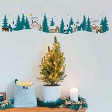 5 Winter Forest And Christmas Templates - Featuring A Snowy Village Scene (Houses, Trees, Moon) - Suitable For Decorating Walls, Canvas, Paper, Glass, And Windows. - Sets - View 2