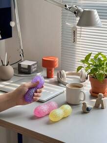 POKOJA LAND 1pc Glitter Peanut Squishy Toy, Transparent Crystal Peanut Stress Relief Squeeze Toy, Soft Stretchable Slow Rebound Moldable Desktop Toy Classroom Prize, Birthday Gift - Multicolor - View 3