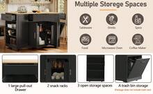 Black Rolling Sideboard With Shelves - Ideal For Kitchen Or Living Room - 黑色 - 查看 3