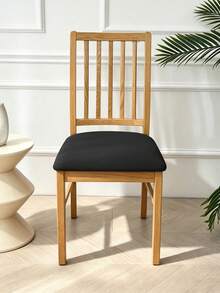 Elastic Stretch Dining Chair Seat Cover | Breathable Milk Silk Material, Removable Washable Chair Cushion Slip Cover, Universal Fit Dining Seat Protector. - Black - View 12