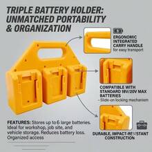 NURSETEK 6‑Slot Portable Battery Holder, Battery Storage Rack For 18V 20V Batteries, Sturdy Battery Organizer For Workshop Garage Workbench, Batteries Not Included. - 6 Seats - View 3