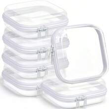1/2pcs Transparent Hard Shell Zipper Storage Bag, Transparent Hard Plastic Zipper Pouch, Double Zipper Hard Shell Storage Bag, Travel Storage Bag, Transparent Makeup Bag, Suitable For Storage, Snack Bag, Pencils, Building Blocks, Travel Essential - View 6