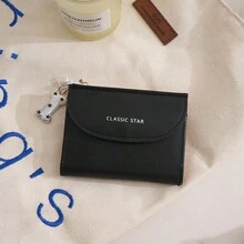 甜美女款短夾骨飾吊墜透明身分證窗多卡槽零錢包 - 彩色 - 查看 8