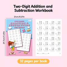 32 Pages Math Enlightenment Workbook, Advanced Two-Digit Addition And Subtraction Daily Practice, Basic Mental Arithmetic Exercise Book. Ideal For Daily Math Activities, Home And School Supplementary Materials, Daily Office Supplies And Math - Multicolor - View 7