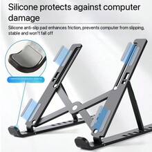 Desktop Laptop Stand, Adjustable Foldable Portable Laptop Stand, ABS + Silicone Ventilated Cooling Laptop Stand Suitable For 10-17.3 Inch Laptops And Tablets (Black, White) Laptop Stand Foldable Portable Height Adjustable Heat Dissipation Bracket Desktop Vertical Computer Stand - View 3
