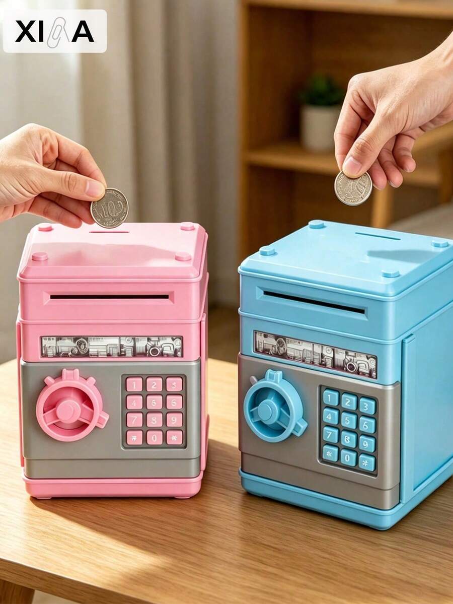 Money Box, Coin Storage Box, ATM Shaped Money Box, Unique Design, Mini ATM Savings Box Gift, Fashionable Cash, Large Capacity Savings Jar, Gift, Budget Wallet, Cash Drawer, Money Box, Coin Box, Financial Assistant, Cash Counter, Home Decor, Holiday, Summer Vacation, Party, Birthday Gift (Password Cannot Be Pressed And Entered, Not Automatic) - Multicolor - View 1