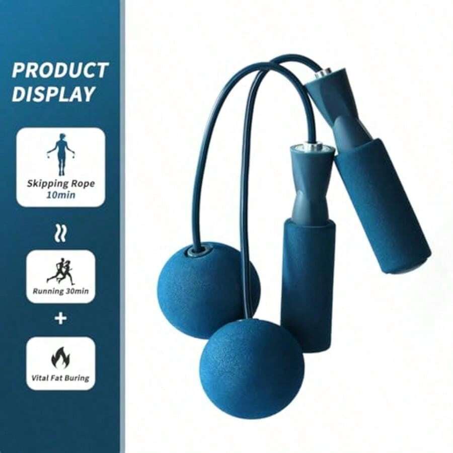 2pcs Exercise Equipment Gravity Weight Ball Cordless Skipping Rope, Portable Home Workout Jump Rope For Men Women Slim Training - Dark Green - View 1