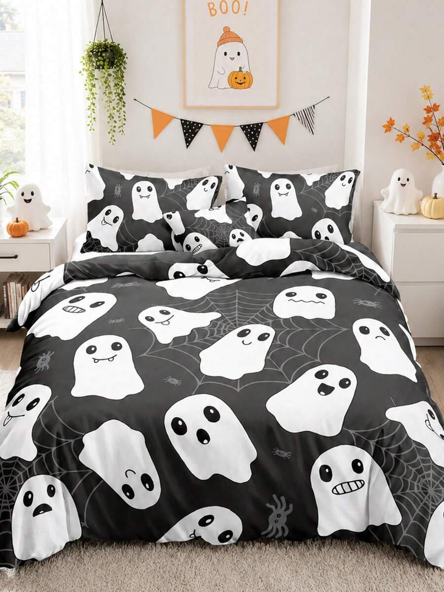 3 piezas/Set de ropa de cama con edredón con estampado digital de poliéster - Multicolor - Ver 1