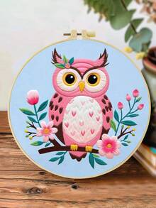 Cute & Simple Owl Embroidery Kit For Adult Beginners. Includes Manual, Printed Fabric, Hoop, Needles, Threads & Stitch Guide. Great Home Gift For Women. Size: 15x15cm/5.9in Or 20x20cm/7.9in. - Owl - View 16