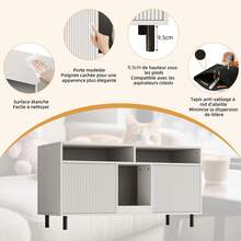 White Sideboard Cat Litter Cabinet - With Sand Trap Mat - White - View 11
