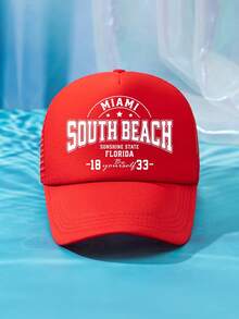 1件裝 男士 SOUTH BEACH 1833 綠色多色印花個性化戶外休閒時尚沙灘露營防曬透氣網眼可調尺寸棒球帽卡車帽禮物，適合日常配戴 - D - 查看 20
