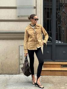 Women's Solid Color Casual Versatile Daily Wear Slim Fit Tapered Leg Pants Black - Black - View 5