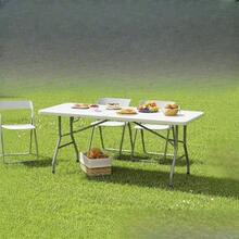 Mesa Plegable 1.80m - Tipo Portafolio de Plástico-- Blanca para Jardín Exterior - Blanco - Ver 5