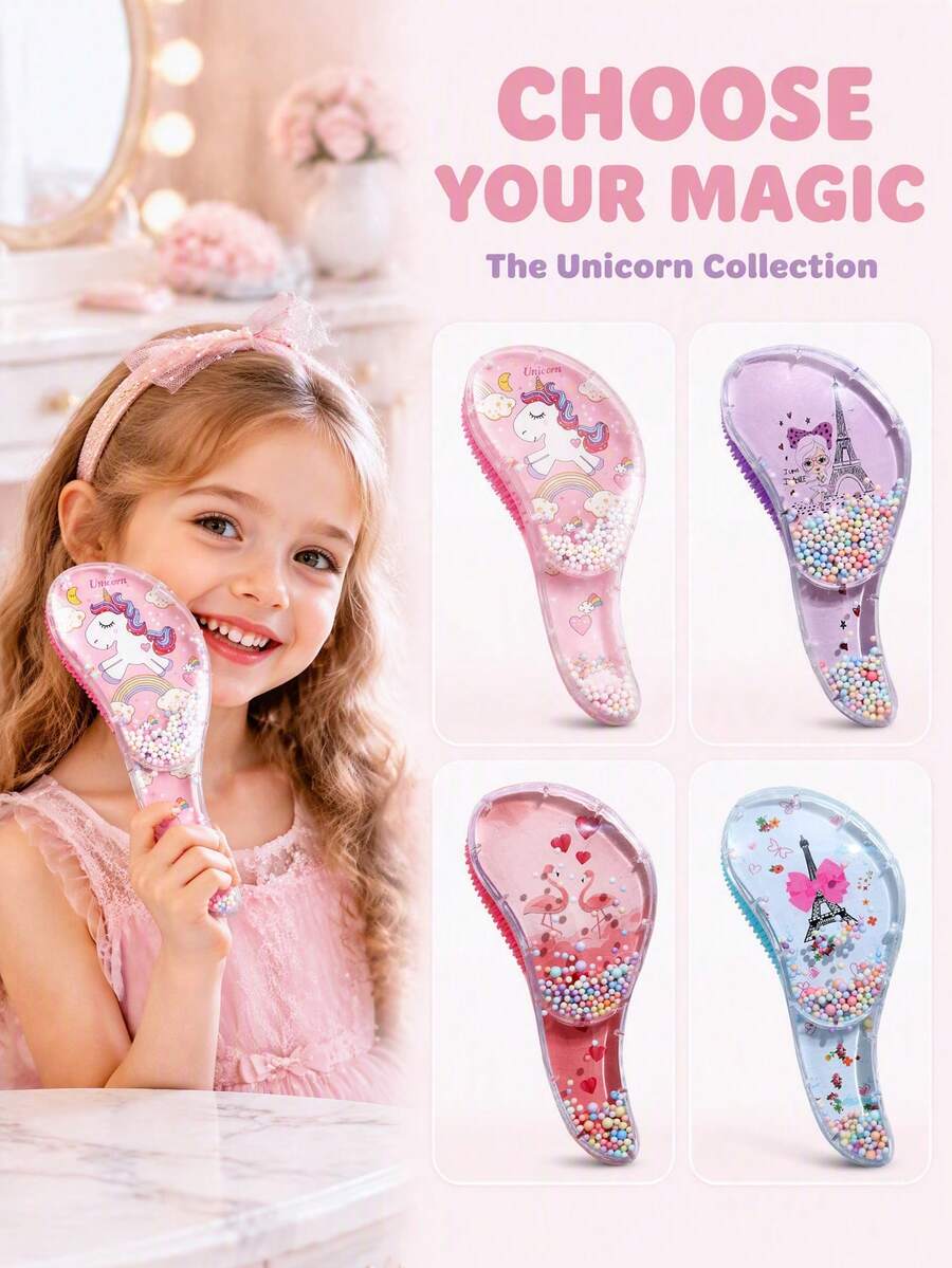 1pc Cute Unicorn Detangling Hair Brush, Grooming Comb - Multicolor - View 1