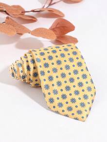 1PC Men's Fashion Casual Versatile Vintage Small Coin & Flower Pattern Tie, Suitable For Daily Wear, Shopping, Business, Party, Banquet, Dating - Multicolor - View 13