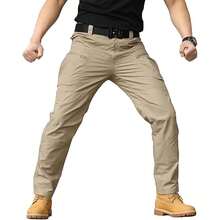 Pantalones multibolsillos para exteriores, pantalones militares IX7 resistentes al desgaste - Caqui - Ver 4