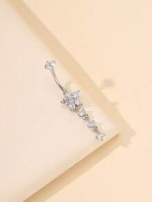 Sweet Rhinestone Bow Navel Piercing, Silver Rhinestone Belly Ring, Sexy Beach Body Jewelry - Silver - View 4