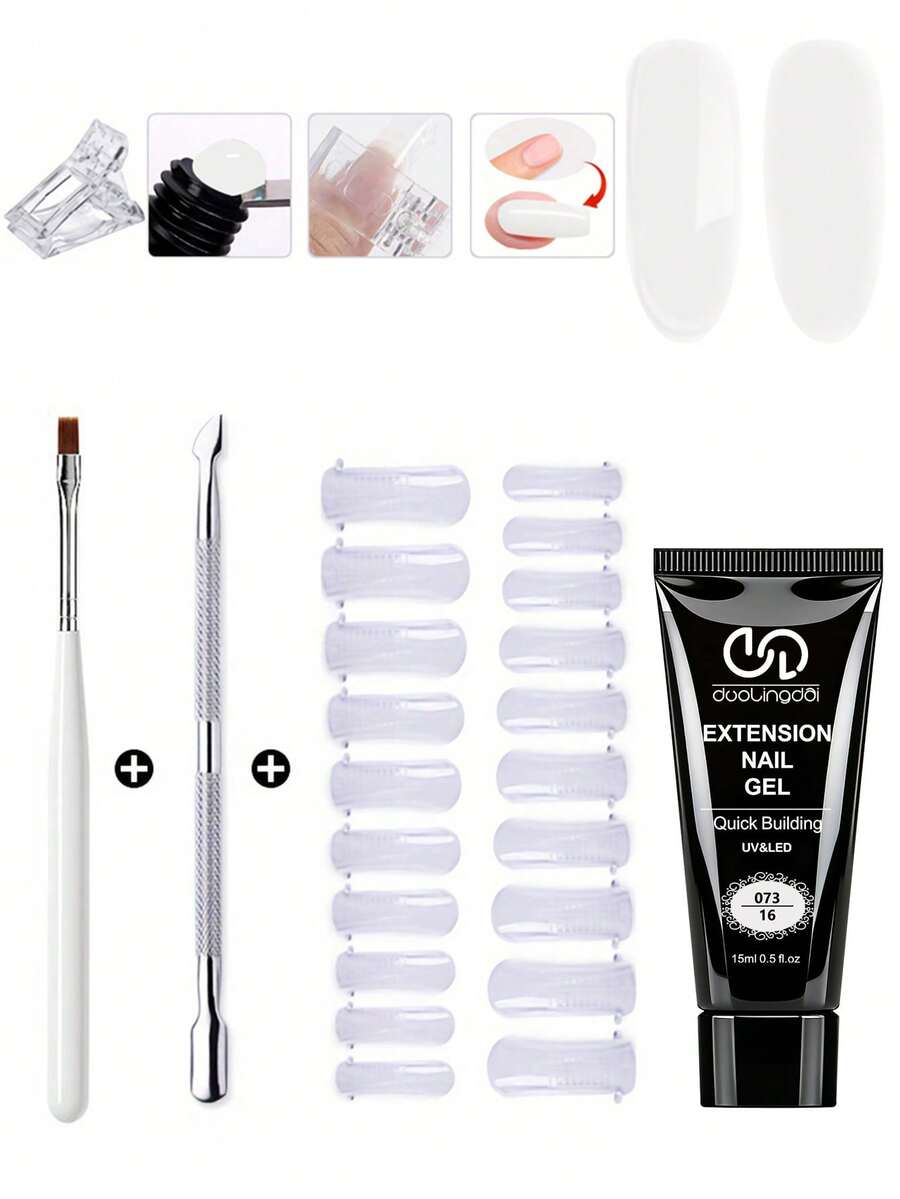 One-Piece Gel Manicure Enhancement Set, Including Sliding Nail Polish, Double-Layer Nails, And Nail Clips. Suitable For Multi-Layer Gel Manicure Sets, It Is Ideal For Beginners To Use And Allows You To Experience Doing Your Own Manicure At Home. - Multicolor - View 1