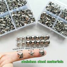 132/266Pcs Boxed Stainless Steel Claw Studs, Pointed Rivets, Suitable For Clothing, Leather Craft Punk Rock Fashion Belt Bag Shoes Bracelet Accessories (Mixed) - Silver - View 2
