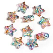 10pcs/Pack Acrylic Pentagram Transparent Splatter Oil Painting Straight Hole Beads 12X13mm, Vintage Translucent With Colorful Dots Exquisite Design, Suitable For Making Chinese Style Bracelets, Pendants, Keychain Charms Handmade DIY Accessories Materials - Splatter Star - View 11