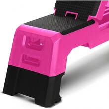 Compact Portable Aerobic Step Platform Exercise Deck Equipment, Cardio Stepper Bench With Adjustable Height For Home Gym Workout Strength Training Fitness Station, Black - Pink - View 6