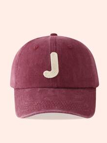 1件裝酒紅色字母棒球帽，適合兒童男孩女孩，戶外與日常使用遮陽帽 - 麻花水溶-酒紅水洗 - 查看 60