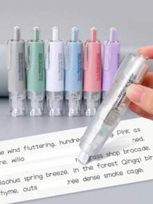 1/2pcs Push-Button Correction Tape, 360° Rotating Design, Fresh Color, High Aesthetic, Compact And Portable, Clean Erasure, Suitable For Students' Daily Correction, Classroom Assignments, Ballpoint Pen Erasure, Back To School Stationery, Office Supplies - Sets - View 3