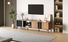 Rustic Brown TV Stand - TV Cabinet With Door And Open Shelf - Up To 80 Inch Compatible - Black and Brown - 查看 11