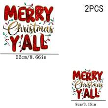 1/2/3PCS Durable Washable Heat Transfer Vinyl, MERRY Christmas YALL Christmas Lights Glitter Letter Holiday Pattern Heat Transfer, Vinyl Print, Heat Transfer Sticker, Iron-On Transfer Sticker Decal - Suitable For Pillows, DIY, Backpacks, T-Shirts, Canvas Bags, Sweatshirts, Jeans, T-Shirts, Clothing, Sewing Supplies - Multicolor - View 9
