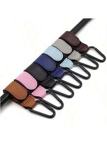 2pcs PU Leather Stroller Hooks With Carabiner, Universal Stroller Accessory Hooks, Securely Fix Stroller Bags, Suitable For Diaper Bags, Shopping Bags, Fits Most Stroller Handles - Multicolor - View 10