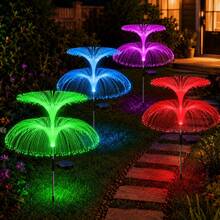 Fantasy‑Style Jellyfish Solar Ground Plug Lights, Stunning Multi‑Color Gradient Glow Display, Waterproof Fiber Optic Ornament Lights For Outdoor Patio, Path And Holiday Decoration - Multicolor - View 5