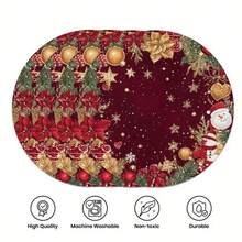 1/2/4//6/8 Christmas Themed Christmas Tree And Snowflake Snowman Garland Placemats, 15 Inch Single-Sided Circular Party Placemats, Suitable For Party Kitchen And Dining Decoration, Banquet Decoration, Very Suitable For Christmas Home Decoration - Multicolor - View 12