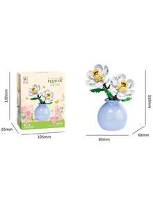 Flower Building Block Bouquet With Vase, DIY Building Block Plant Model, Aesthetic Room Desktop Decoration, Suitable For Children 6 Years And Above, Ideal Gift For Friends And Girls - Multicolor - View 10