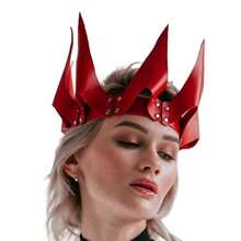 PU Leather Spiked Crown Headpiece, Riveted Adjustable Demon Queen Headband, Gothic Dark Style Role Play Headband, Halloween Demon Witch Costume Prop, Medieval Fantasy Party Accessory, Stage Performance, Photo Shoot Styling Hair Accessory, Carnival, Theme Party Cosplay Headpiece, Music Festival Rave Outfit Accessory, Holiday Party Photo Decoration, Personalized Creative Gift Dark Style Retro Atmosphere Head Accessory - Multicolor - View 5