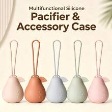 1pc Cute Pear-Shaped Silicone Pacifier Storage Box, Multi-Purpose Portable Travel Organizer, Suitable For Newborn Boys And Girls, Christmas Birthday Baby Shower Gift - Multicolor - View 10