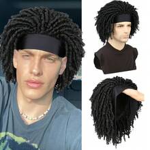 Headband Wig For Men 6Inch Short Afro Style Men's Synthetic Dreadlock Wig With Headband 100% Heat Resistant Fiber Daily Use Hairpiece - Multicolor - View 5