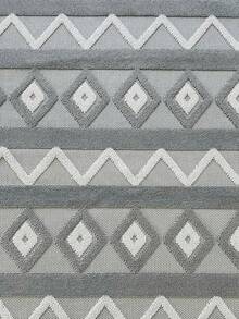 NORA Woven Loop Pile Scandinavian Grey Living Room Rug Kitchen Rug Runner - White - View 2