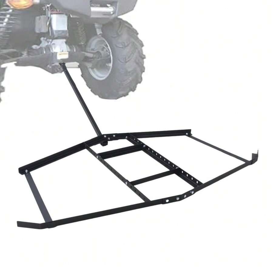 Techigher Schleppegge für Rasentraktor, Wiesenegge & Wiesenschleppe aus Stahl für ATV UTV Quad, Reitplatzplaner & Bodenplaner bis 50 kg Zusatzgewicht für Hof, Garten & Kieswege - Schwarz - Übersicht 1