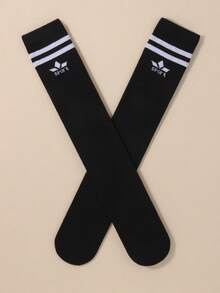 1/5 Pairs Random Color Knee High Socks, Soft Striped Athletic Socks, Black White Socks For Kids Students Football Basketball Rugby Training Boys - Multicolor - View 6